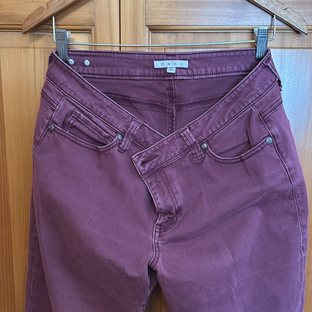 CAbi sz 14 jeans Burgundy Merlot soft brick color